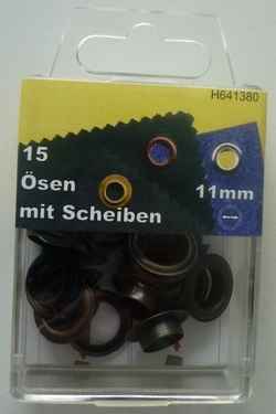 Ã–sen mit Scheiben 11-12mm (15 Stuck), Altkupfer